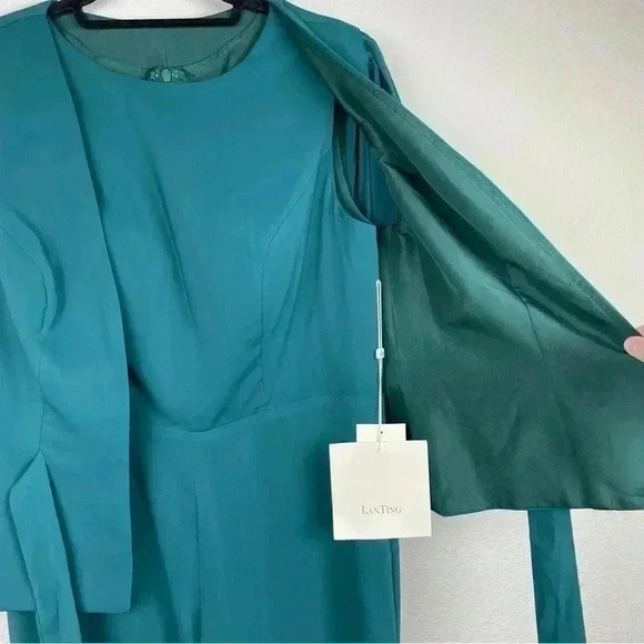 LAN TING Bride Women's 6 Emerald Mother of the Bride Jumpsuit Jacket Set Wedding - Picture 9 of 15